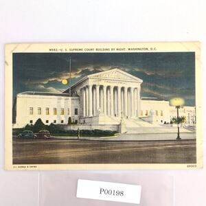 Vintage Washington DC Linen Postcard US Supreme Court Building By Night 1943
